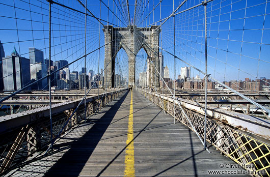 New York Brooklyn Bridge with City