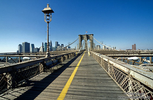 New York Brooklyn Bridge with Lower Manhattan