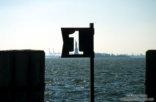 New York Pier Number One with Statue of Liberty