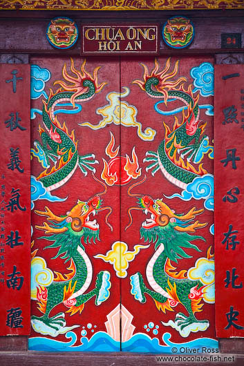 Colourful doors at a Chinese assembly hall in Hoi An