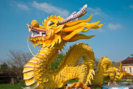 Giant dragon sculpture inside Hue Citadel