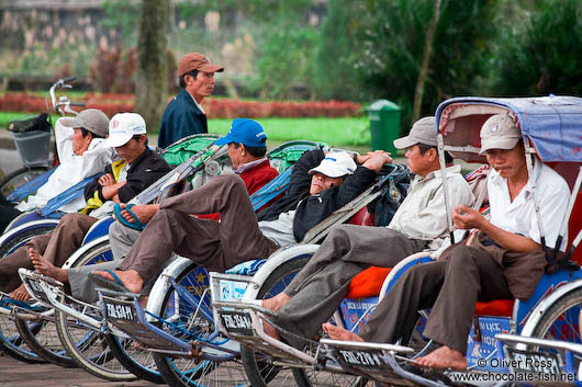 Hue ricksha drivers waiting for customers