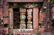 Travel photography:Facade detail of a Champa temple in My Son, Vietnam