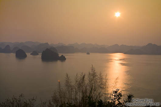 Sunset over Halong Bay 