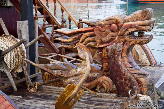 Junk ship detail in Halong Bay 