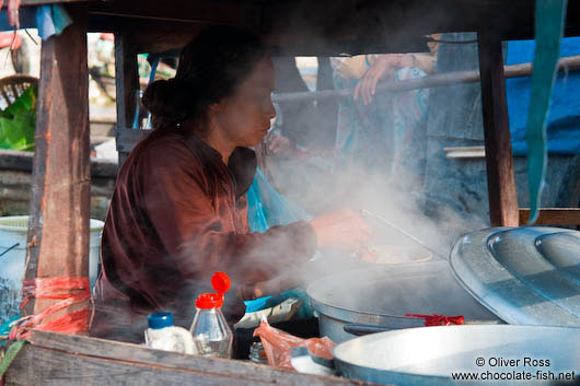 Floating kitchen at the Can Tho floating market 