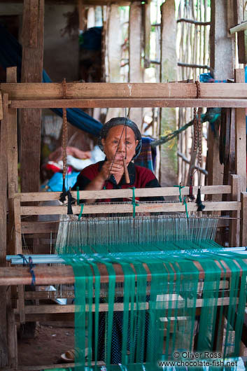 Woman weaving in a village near Chau Doc 