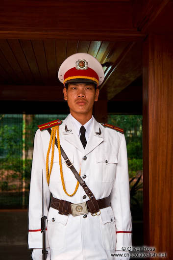 Guard at Hoh Chi Minh´s Stilt House in Hanoi