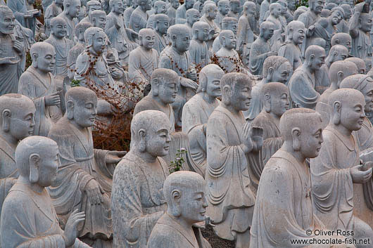 Large collection of stone sculptures at Bai Dinh pagoda near Tam Coc