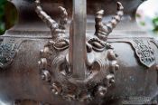 Travel photography:Detail of the incense burner at Ninh Binh´s island temple , Vietnam