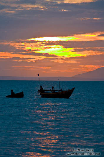 Sunset over the ocean at Mui Ne