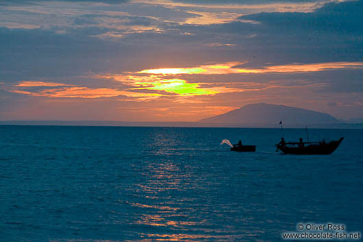 Sunset over the ocean at Mui Ne