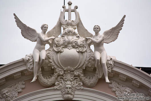 Facade detail of the Municipal Theatre in Hoh Chi Minh City